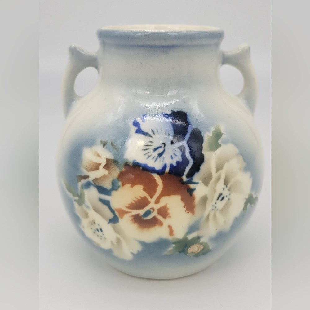 Vintage Czechoslovakia Floral Pottery Vase